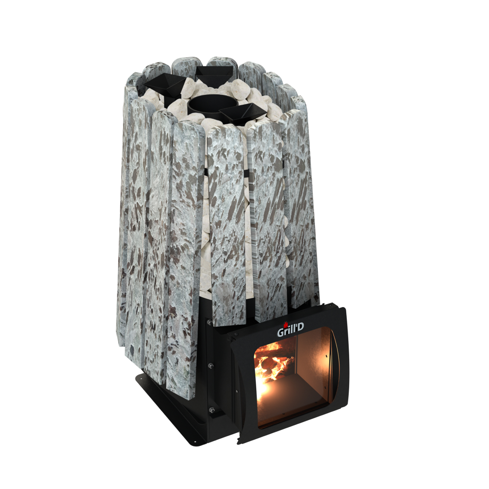 Дровяная банная печь Grill'D Cometa Vega 350 Short Window Max Stone Pro (Серпентинит)