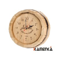 Часы бондарные дуб с пословицей ЧПД-1