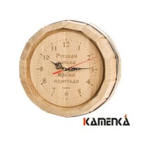 Часы бондарные дуб с пословицей ЧПД-3